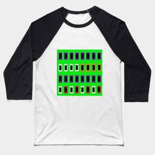 Colorful Green Pink Orange Pop Art Mod Square Pattern Baseball T-Shirt